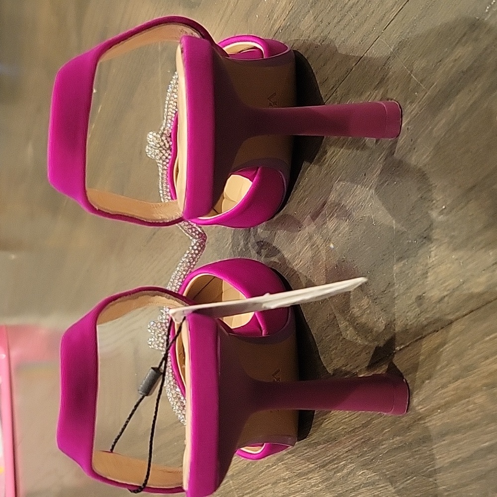 Zara fuchsia crystal bow slingbacks - Picture 3 of 10